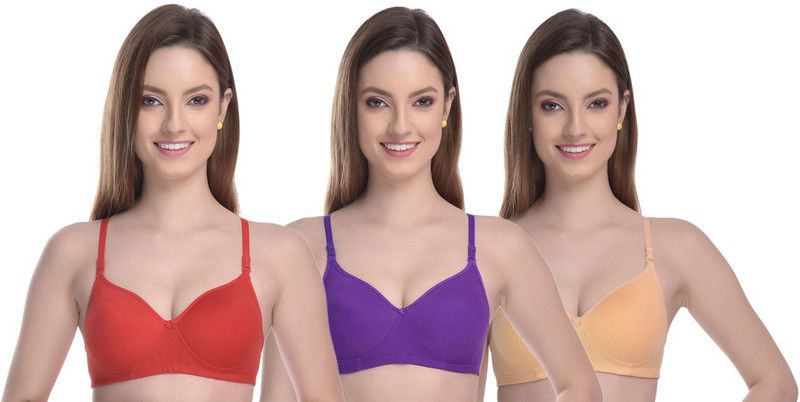 Pack of 3 Women T-Shirt Lightly Padded Bra  (Green)