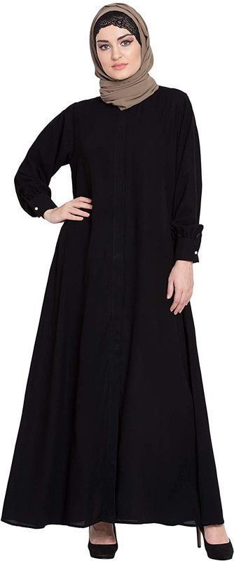 colorindia ILS-504 Polyester Solid Abaya  (Black)