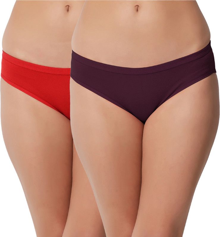 Pack of 2 Women Hipster Red, Brown Panty