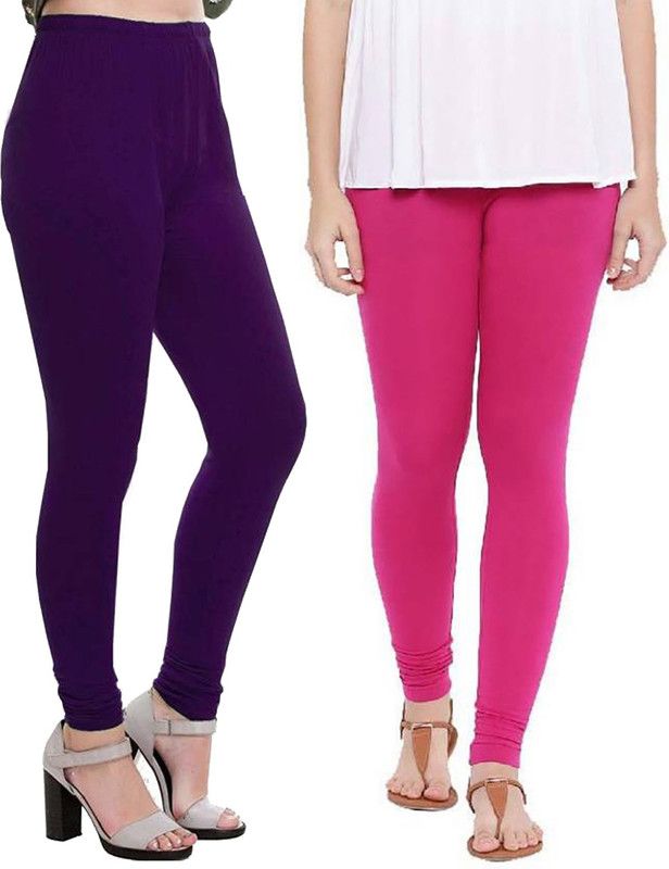 Clarita Churidar Ethnic Wear Legging  (Purple, Pink, Solid)