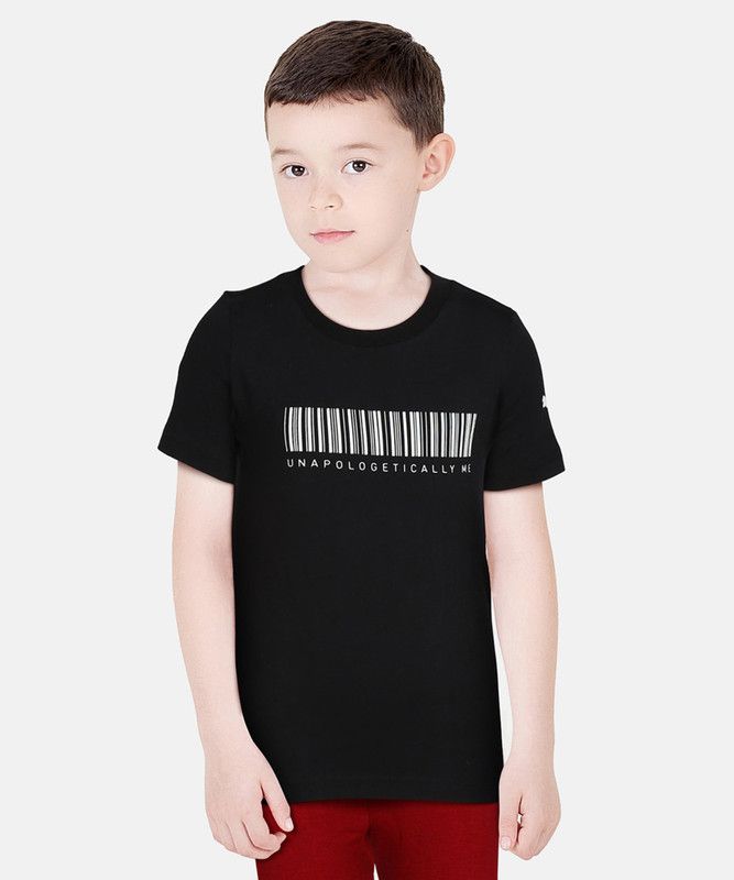 VK Boys Graphic Tee Boys Graphic Print Cotton Blend T Shirt  (Black, Pack of 1)