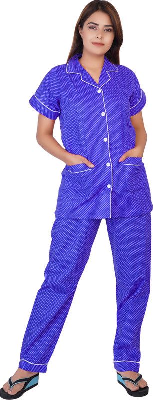 Girls Shirt & Pyjama set Blue Polka Print