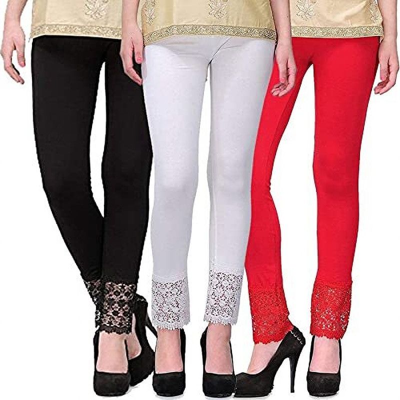 ORANGEDIVINE Ankle Length Ethnic Wear Legging  (Black, White, Red, Solid)