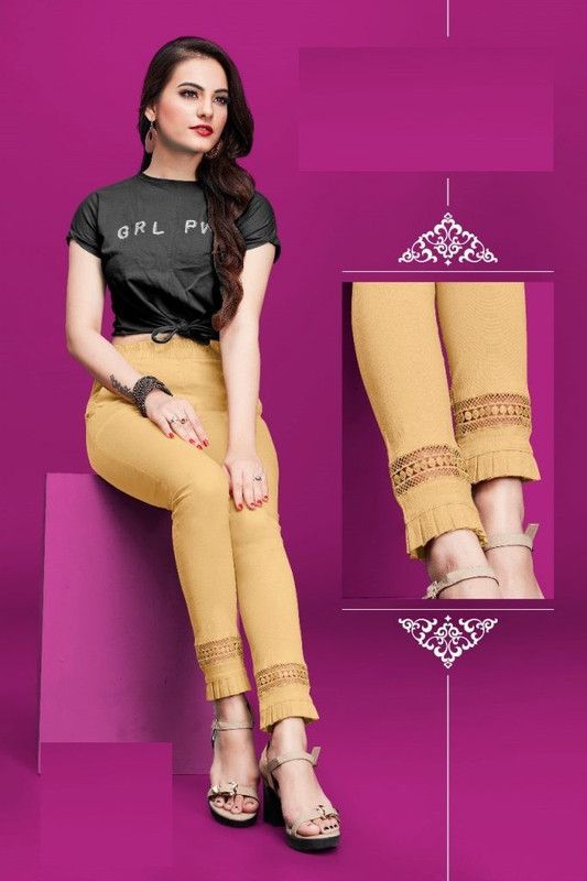 Ankle Length Western Wear Legging  (Beige)