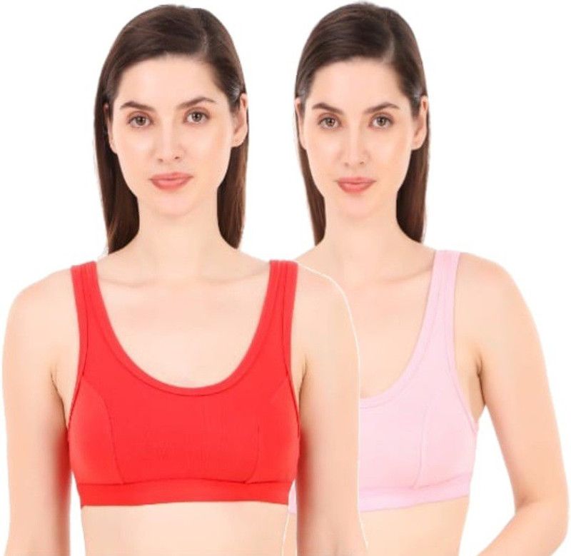 Full Coverage Girls Sports Non Padded Bra  (Pink, Orange)