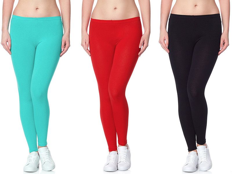 Omikka Ankle Length Western Wear Legging  (Red, Green, Black, Solid)