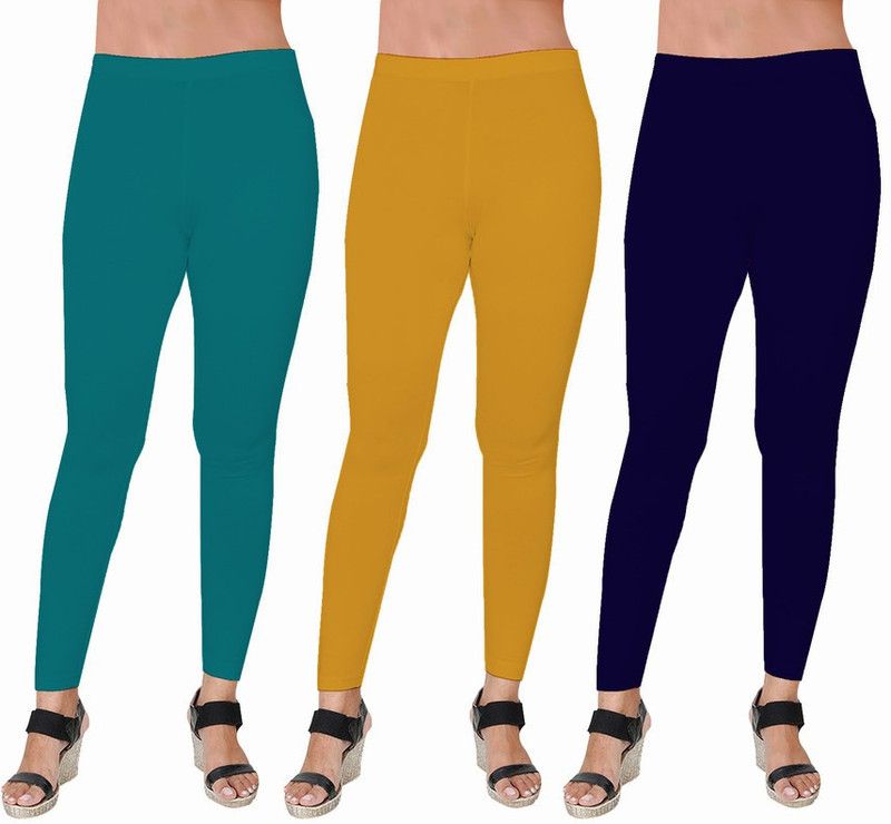 Lw Fashion Club Ankle Length Western Wear Legging  (Dark Green, Gold, Dark Blue, Solid)