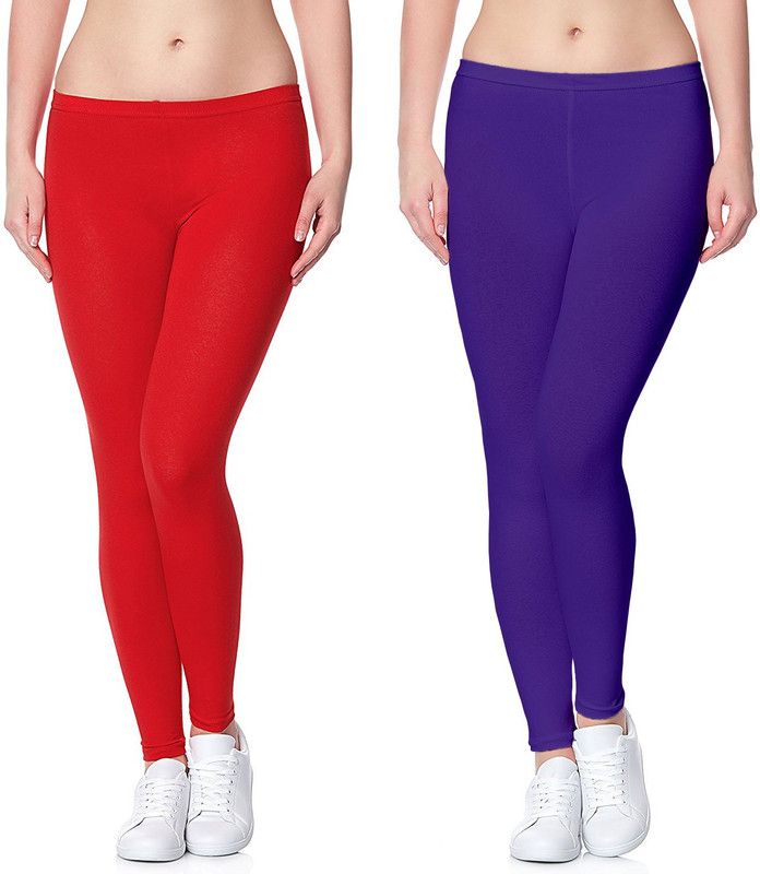 Omikka Ankle Length Western Wear Legging  (Purple, Red, Solid)