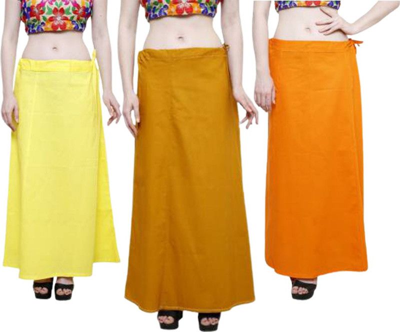 LadyShine Multi-collection of Indian women's Best Pure Cotton YELLOW-BROWN-ORANGE Saree Petticoat, Free Size, 1 Set of 3 Colors Pure Cotton Petticoat  (Free)