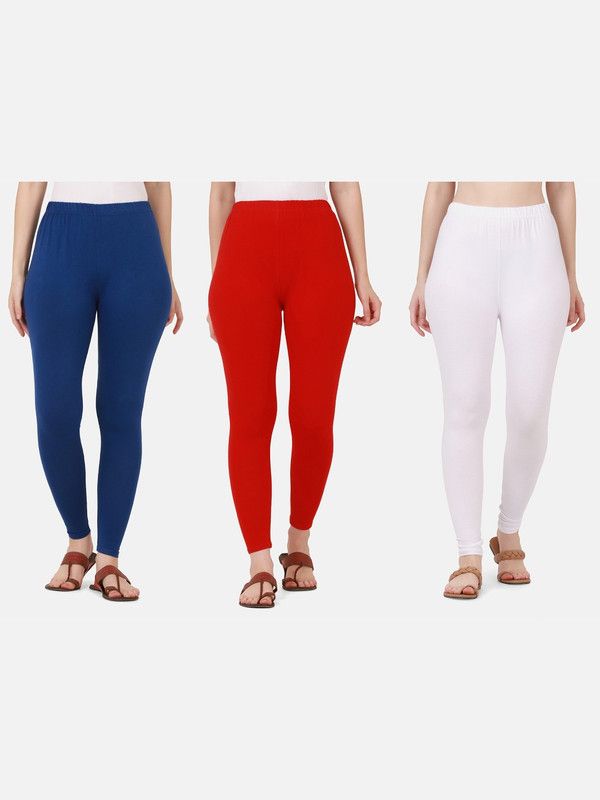 Ankle Length Ethnic Wear Legging  (Blue, Red, White, Solid)