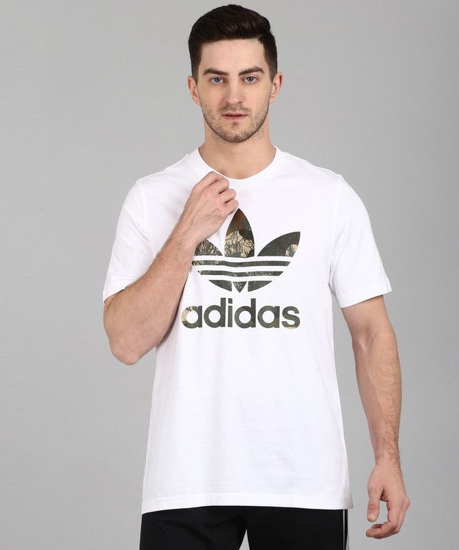 CAMO TRF TEE Men Sporty Round Neck Pure Cotton White T-Shirt