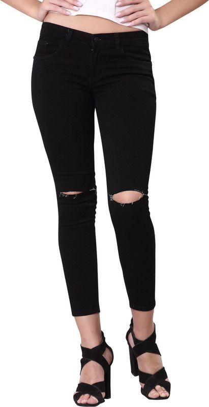 Women Skinny Low Rise Black Jeans