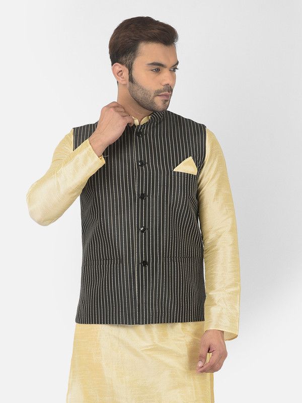 Men Woven Design Nehru Jacket