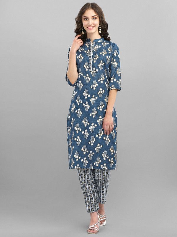 Women Kurta and Pant Set Cotton Rayon