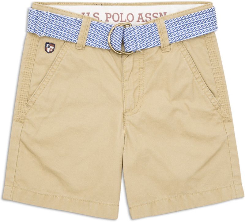 Short For Boys Casual Solid Cotton Blend  (Beige, Pack of 1)
