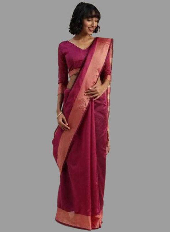Bollywood Cotton Silk Saree  (Maroon)