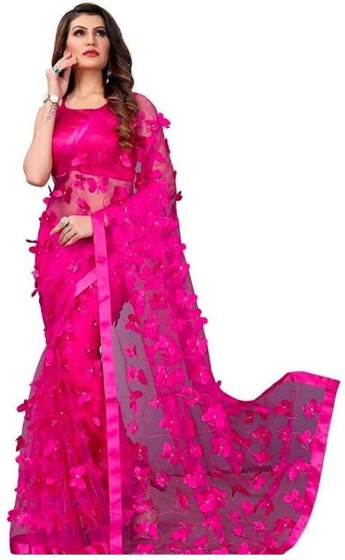Fashion Nylon Saree  (Pink)