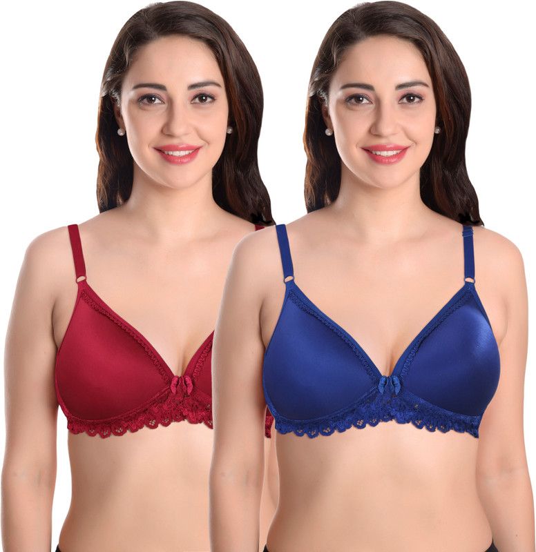 Pack of 2 Women Plunge Lightly Padded Bra  (Multicolor)