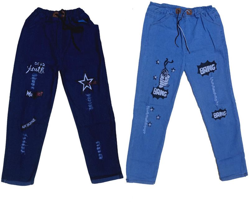 Jogger Fit Girls Blue Jeans  (Pack of 2)