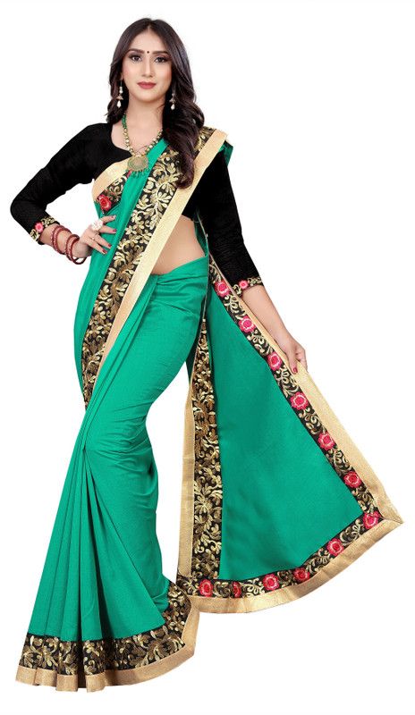 Embroidered Kanjivaram Georgette Saree  (Light Green)