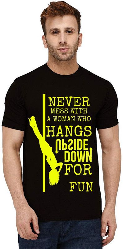 Never Mess With Women Men Graphic Print Round Neck Pure Cotton Black T-Shirt
