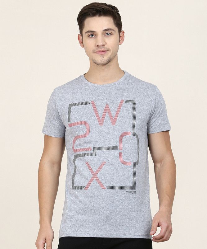 STREET INSPIRED Men Printed Round Neck Cotton Blend Grey T-Shirt