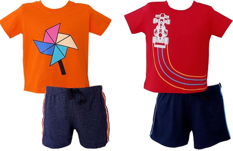 Baby Boys Party(Festive) T-shirt Shorts  (Multicolor)
