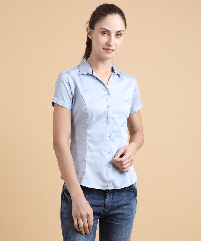 Women Slim Fit Solid Formal Shirt