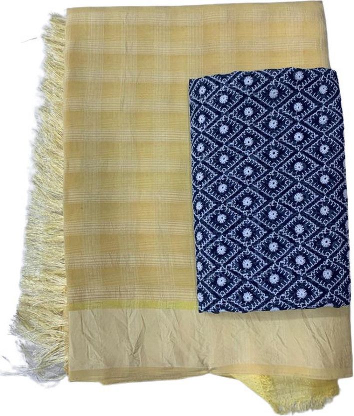 Solid/Plain Daily Wear Cotton Silk Saree  (Yellow)