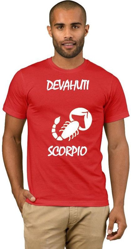 Devahuti Zodiac Scorpio Style Fashion V10 Men Printed Round Neck Cotton Blend Red T-Shirt