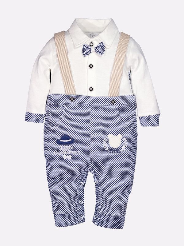 Romper For Baby Boys Casual Printed Pure Cotton  (Dark Blue, Pack of 1)