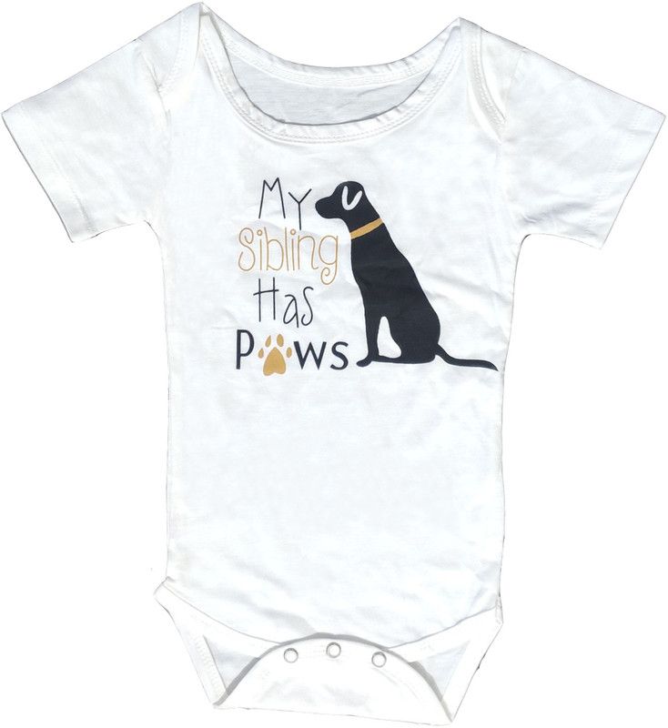 Romper For Baby Boys & Baby Girls Graphic Print Pure Cotton  (White, Pack of 1)