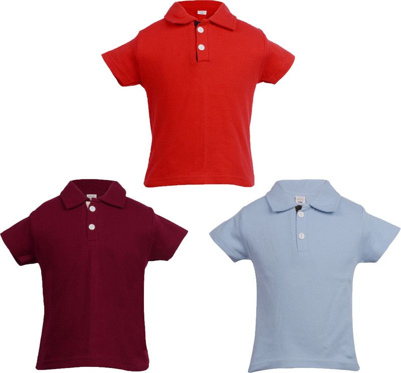 Boys & Girls Solid Cotton Blend T Shirt  (Maroon, Pack of 3)