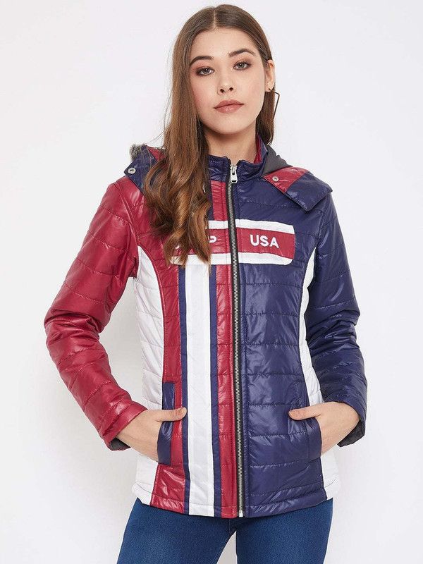 Women Self Design Parka Jacket