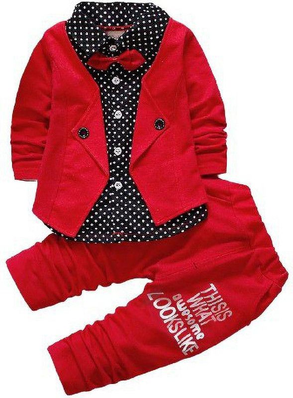 Baby Boys Looney Toons Party(Festive) Blazer Shirt, Trouser  (Red)