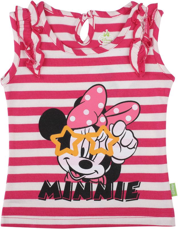 Baby Girls Cartoon/Superhero Pure Cotton T Shirt  (Pink, Pack of 1)