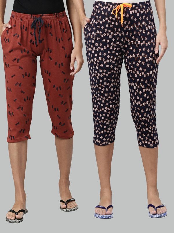 Women Reversible Brown Capri