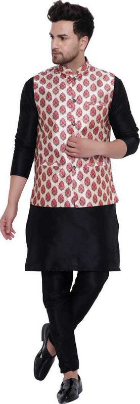 Men Pure Silk Ethnic Jacket and Kurta Set