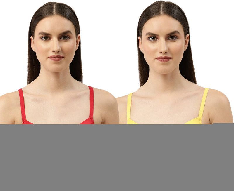 Pack of 2 Women T-Shirt Lightly Padded Bra  (Yellow, Red)
