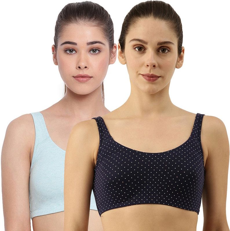 Pack of 2 Women Sports Non Padded Bra  (Grey, Blue)