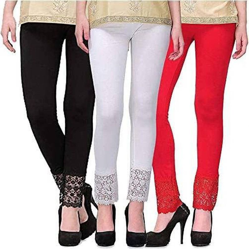 Leipzing Ankle Length Western Wear Legging  (Black, White, Red, Solid)