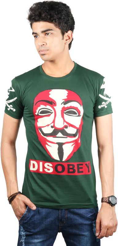 Men Self Design Round Neck Viscose Rayon Multicolor T-Shirt