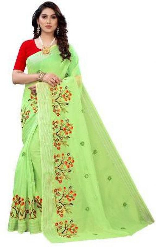 Kanjivaram Cotton Blend Saree  (Green)
