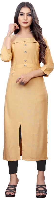 Women Kurta  (Gold)