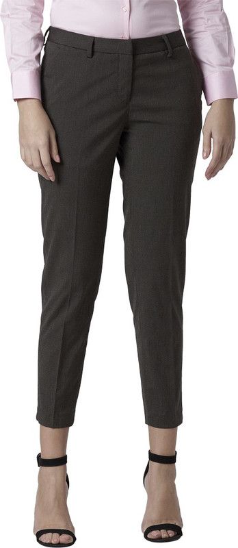 Women Tapered Brown Viscose Rayon Trousers