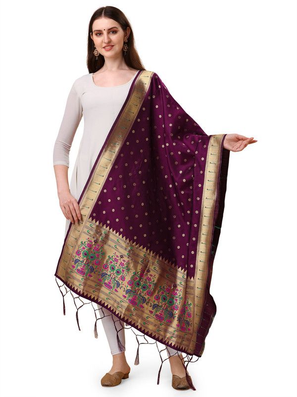 Silk Blend Woven Multicolor Women Dupatta
