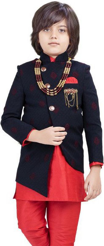 Baby Boys Polycotton Kurta, Waistcoat and Pyjama Set  (Pack of 1)