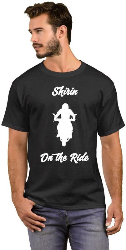 Shirin On the Ride Men Printed Round Neck Cotton Blend White, Black T-Shirt
