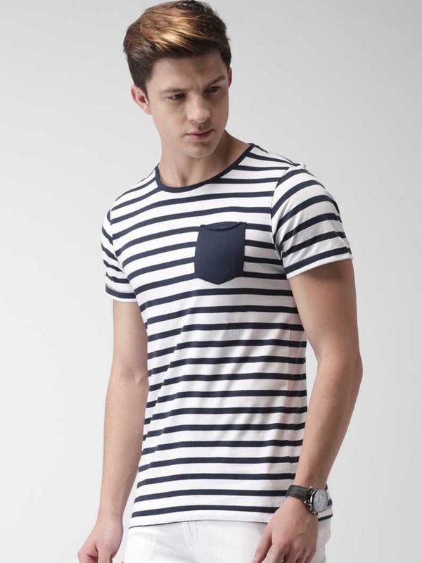 pack of 1 Stylish T-Shirts Men Printed Round Neck Cotton Blend White, Black T-Shirt