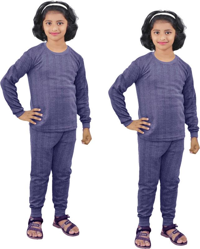 Top - Pyjama Set Thermal For Girls  (Grey, Pack of 4)
